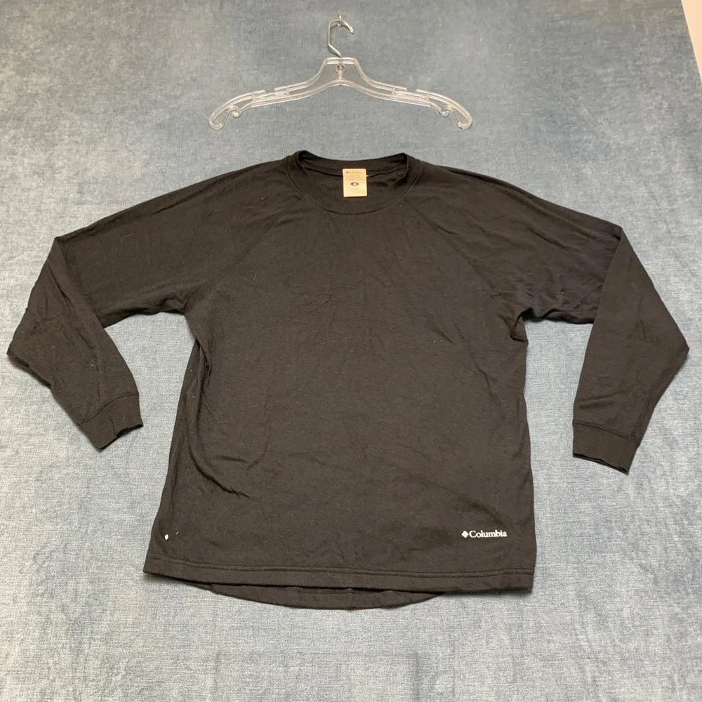 Columbia Sweater Mens Medium Black Cotton Blend Crewneck Raglan Sleeve Pullover